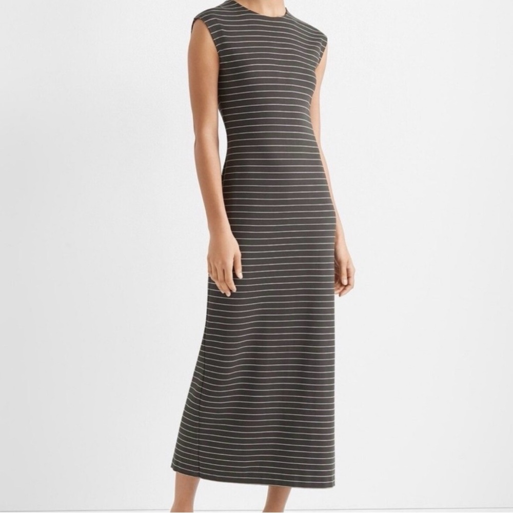 Club Monaco Ponte Knit Green White Striped Maxi Dress Like New Size 6 Women’s - Picture 1 of 6